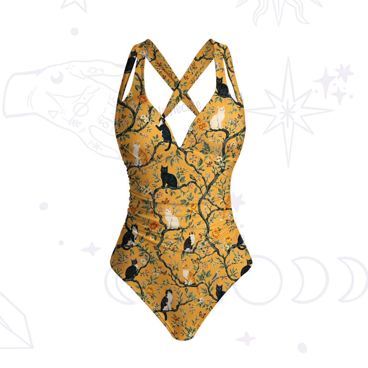 Purplehecate Enchanted Cat Grove One-Piece Swimsuit