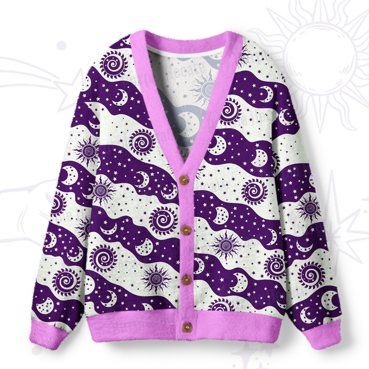Purplehecate Starry Tides Ugly Cardigan Sweaters