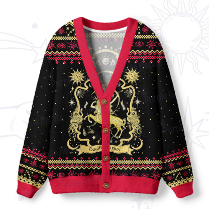Purplehecate Sagittarius' Astral Mirage Zodiac Ugly Cardigan Sweaters
