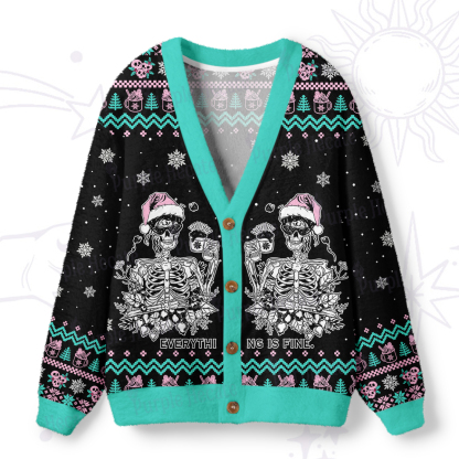 Purplehecate Everything Is Fine Christmas Ugly Cardigan Sweaters