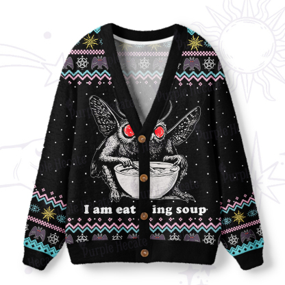 Purplehecate Mothman Eating Soup Ugly Cardigan Sweaters