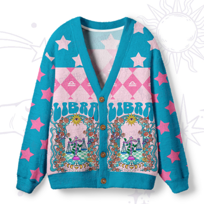 Purplehecate Libra Spirit Zodiac Ugly Cardigan Sweaters