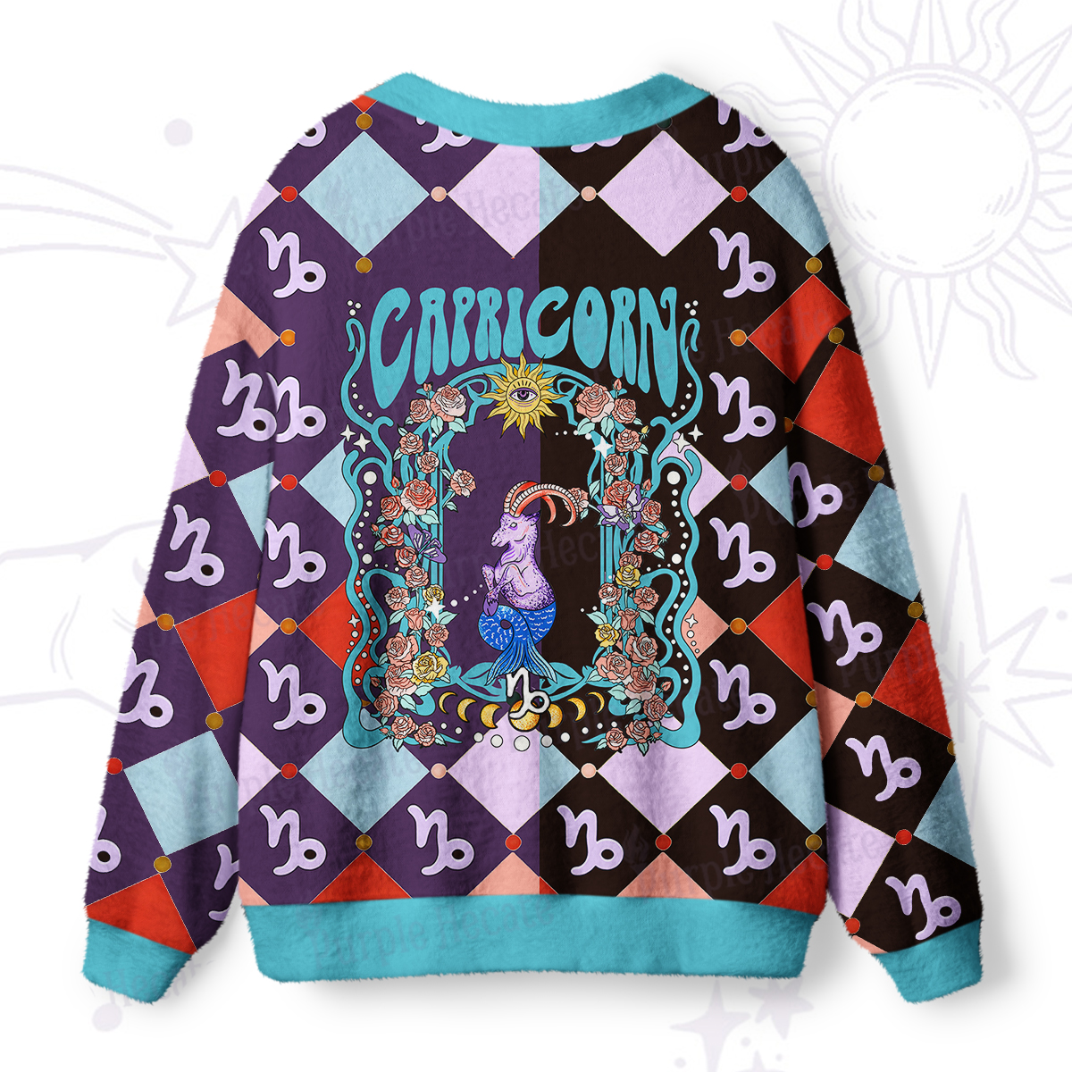 Purplehecate Capricorn Spirit Zodiac Ugly Cardigan Sweaters