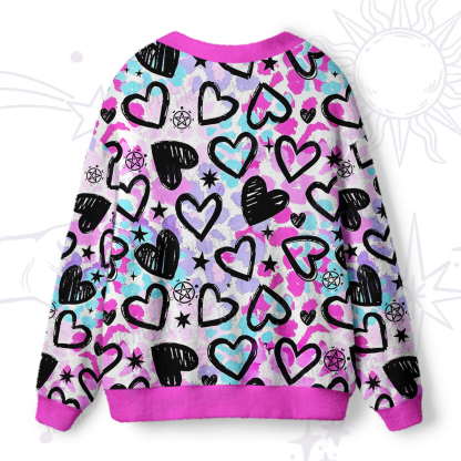 Purplehecate Heartful Magic Ugly Cardigan Sweaters