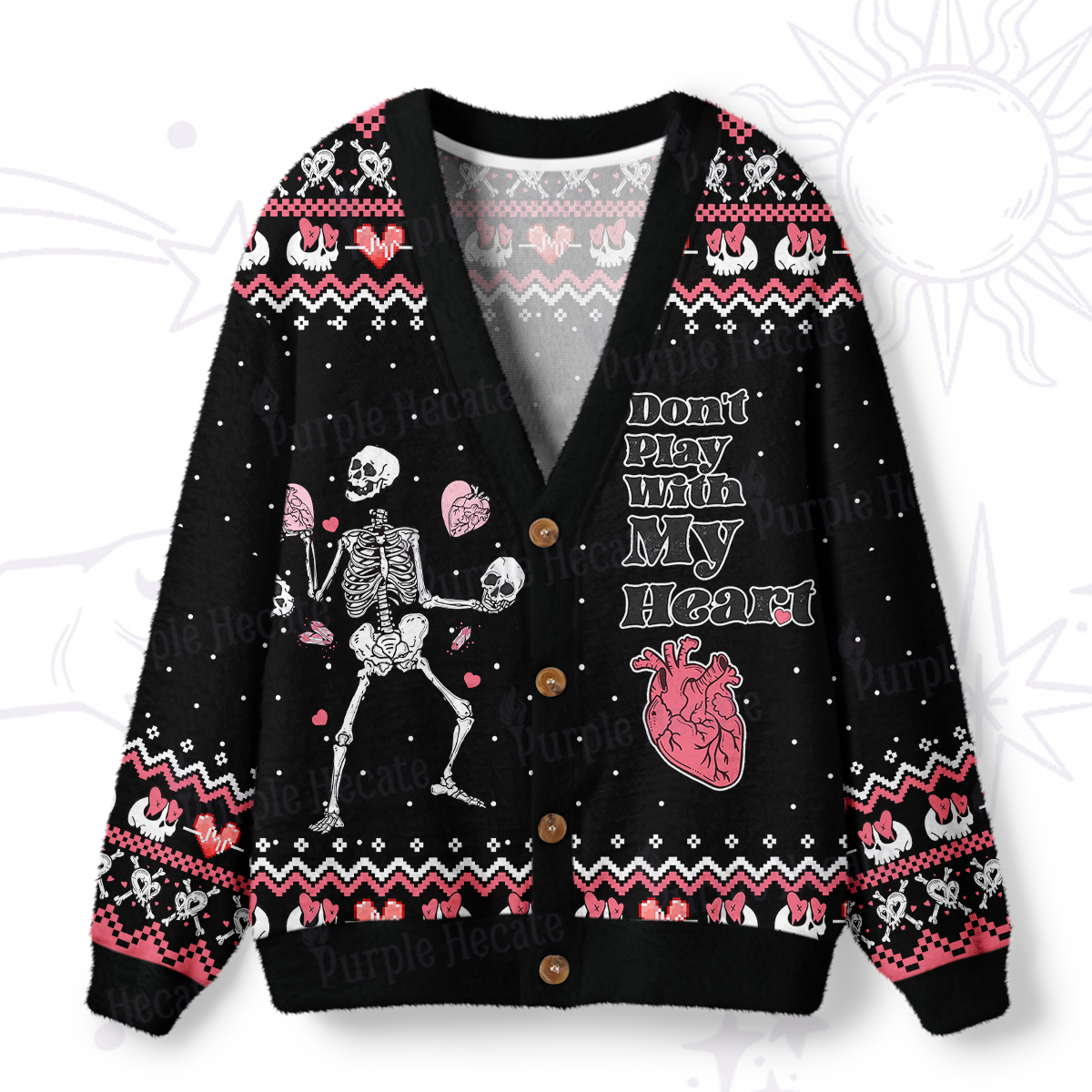 Purplehecate Don't Play With My Heart Ugly Cardigan Sweaters