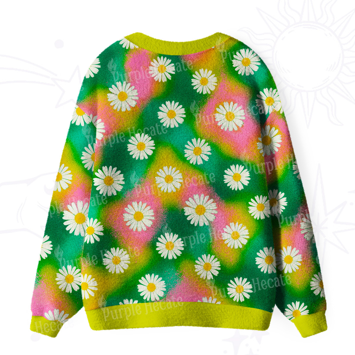 Purplehecate Enchanted Daisy Spring Romance Ugly Cardigan Sweaters