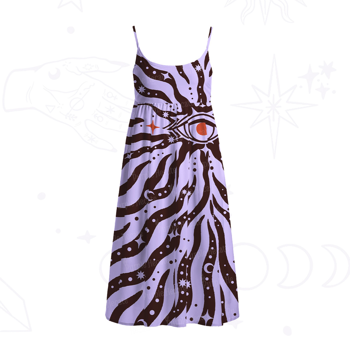 Purplehecate Green Vision Illusion Spaghetti Strap Midi Dress