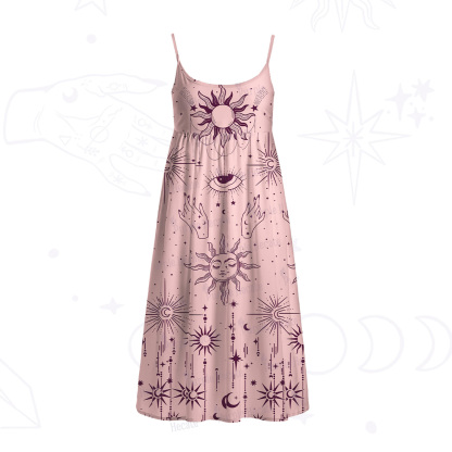 Purplehecate Solar Oracle Spaghetti Strap Midi Dress