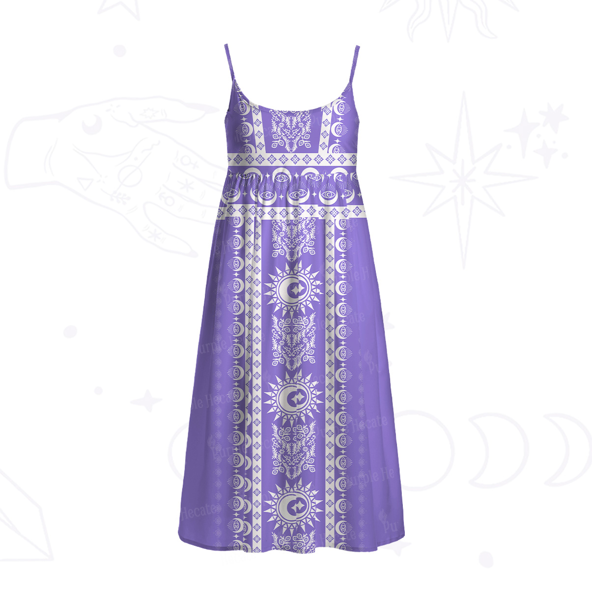 Purplehecate Visionary Sun Spaghetti Strap Midi Dress