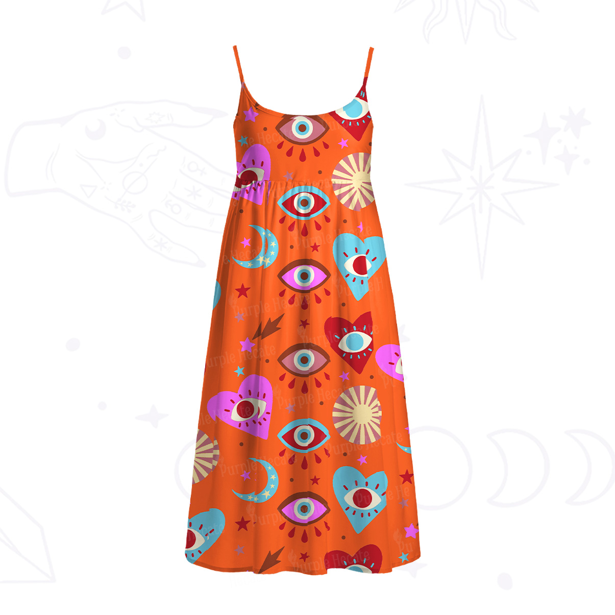 Purplehecate The Enchanted Eye of Love Spaghetti Strap Midi Dress