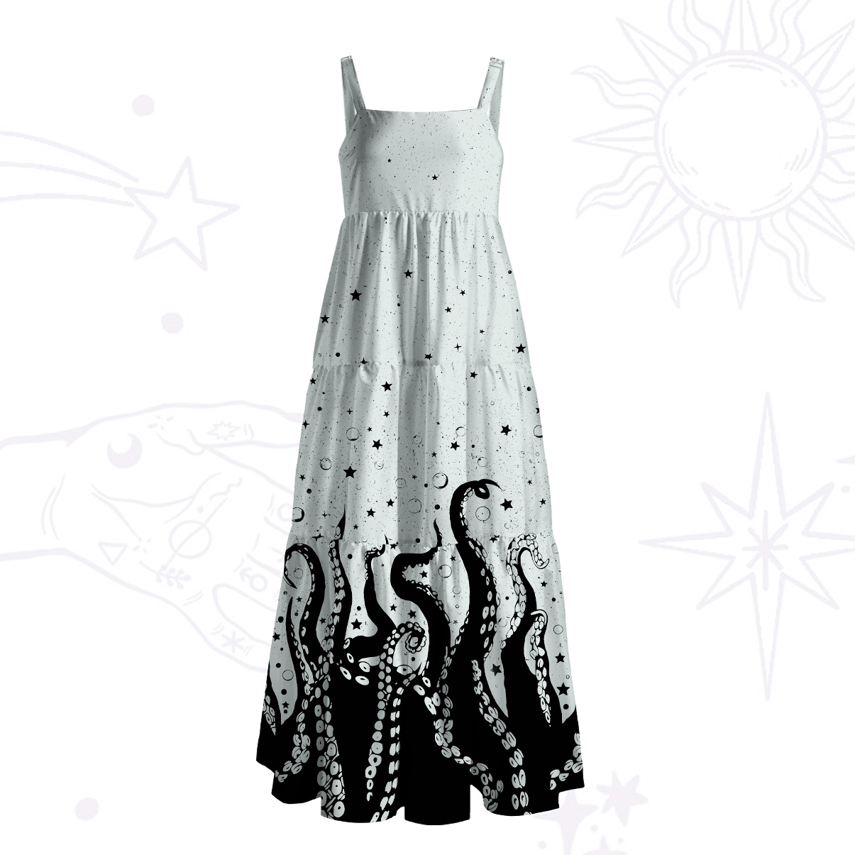 Purplehecate Tentacles of the Deep Wide Straps Maxi Dress