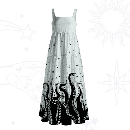 Purplehecate Tentacles of the Deep Wide Straps Maxi Dress