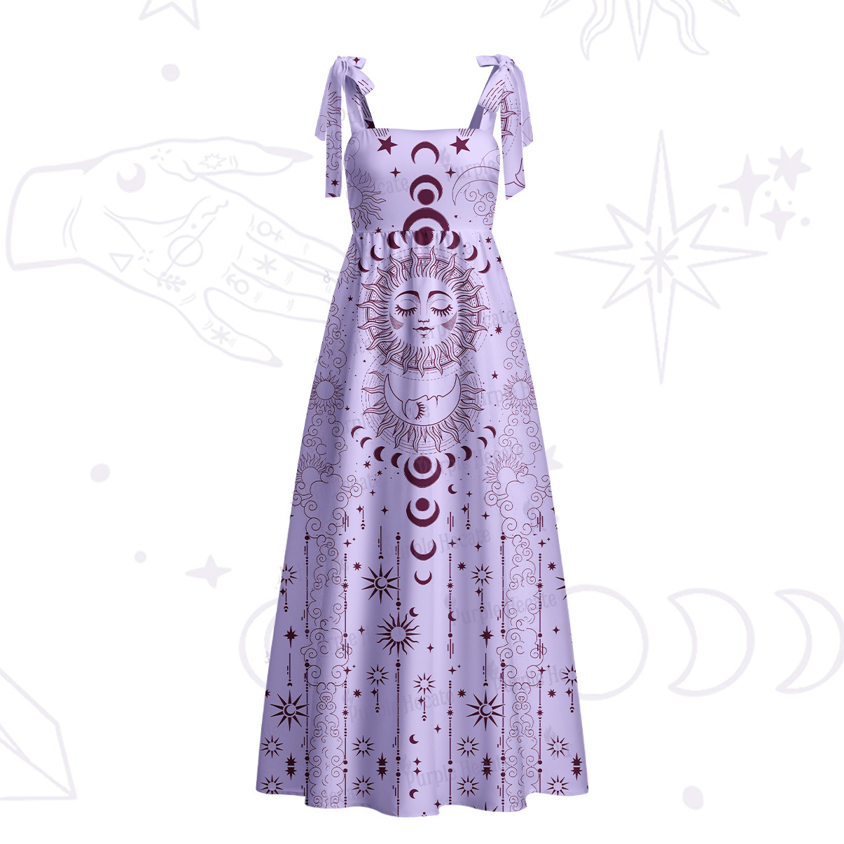 Purplehecate Lunar Eclipse Tie Shoulder Maxi Dress