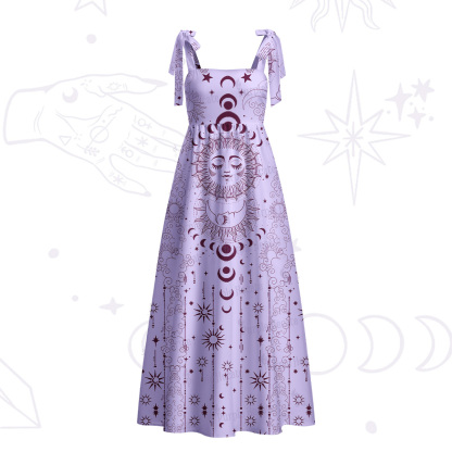 Purplehecate Lunar Eclipse Tie Shoulder Maxi Dress