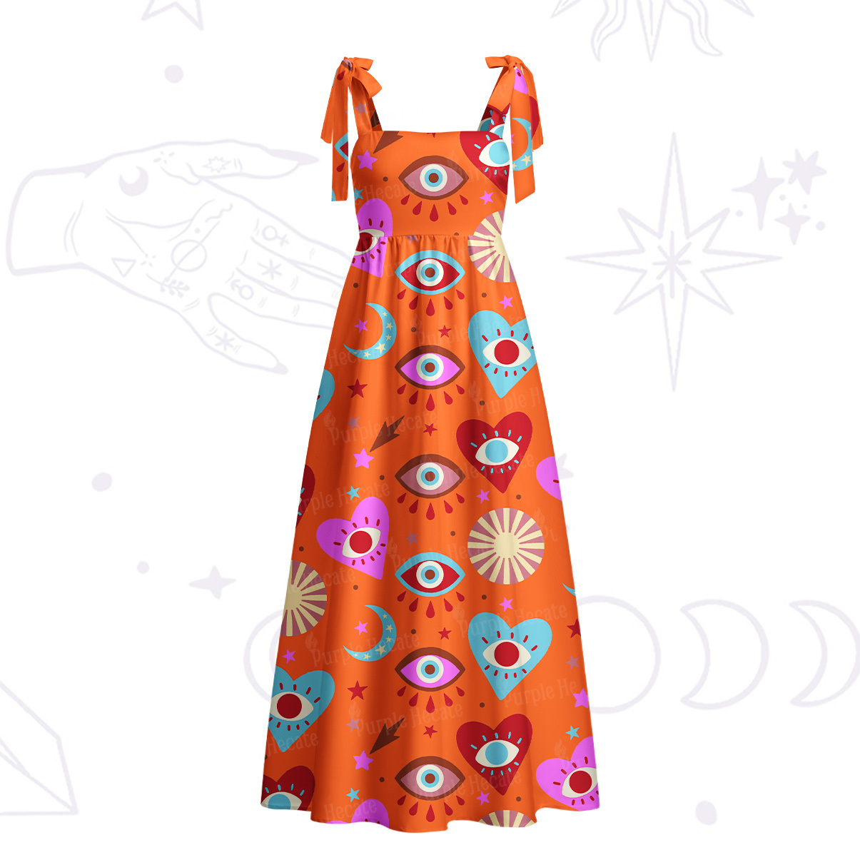 Purplehecate The Enchanted Eye of Love Tie Shoulder Maxi Dress