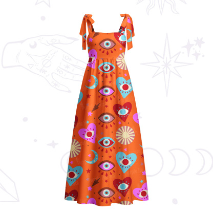 Purplehecate The Enchanted Eye of Love Tie Shoulder Maxi Dress