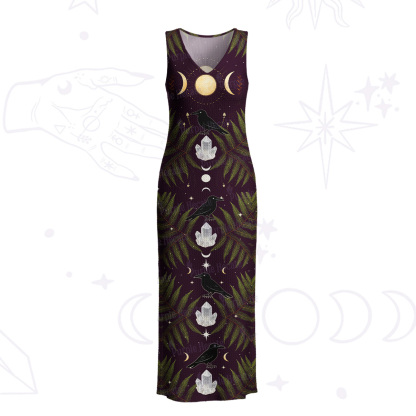 Purplehecate Lunar Raven Ritual Crochet Knit Maxi Dress