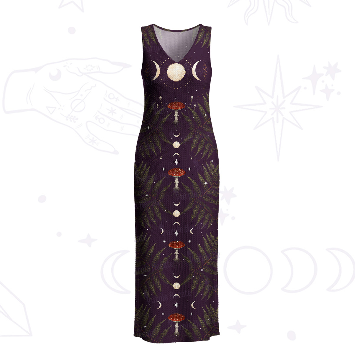 Purplehecate Moonlit Mushroom Gow Crochet Knit Maxi Dress