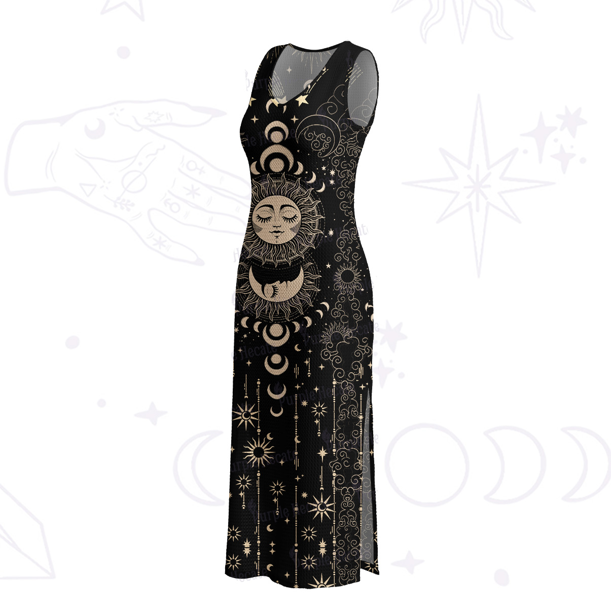 Purplehecate Lunar Eclipse Crochet Knit Maxi Dress