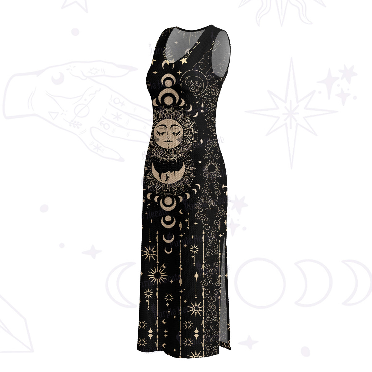 Purplehecate Lunar Eclipse Crochet Knit Maxi Dress
