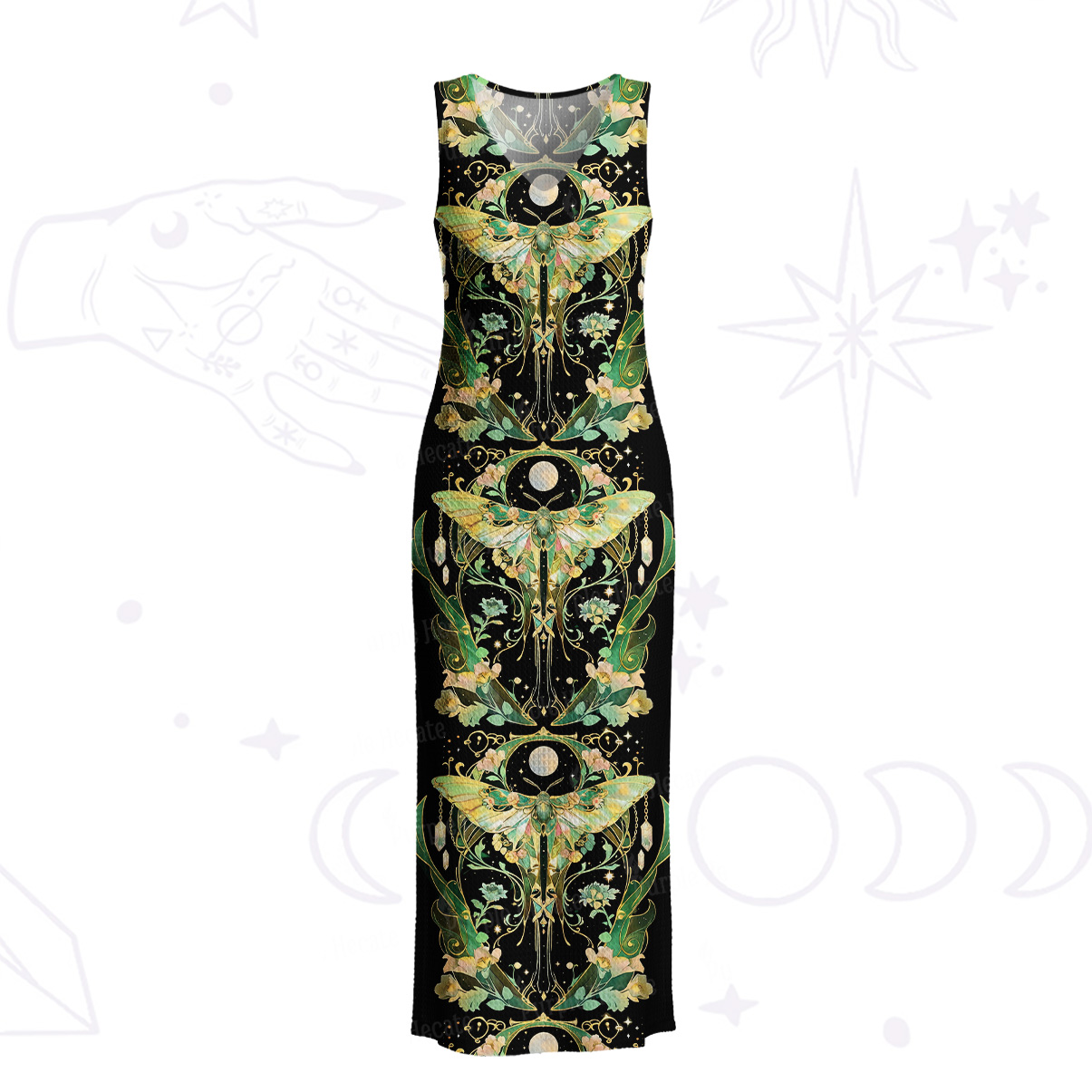 Purplehecate Moon Moth Rave Crochet Knit Maxi Dress