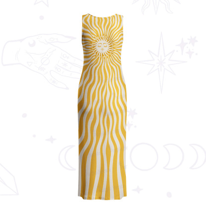 Purplehecate Radiance of the Sun Crochet Knit Maxi Dress