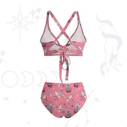 Purplehecate Cat Coven Crisscross Tie-Back Bikini Set