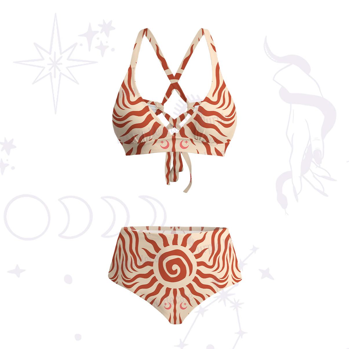 Purplehecate Solar Ritual Crisscross Tie-Back Bikini Set