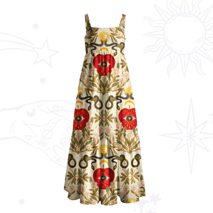 Purplehecate Forbidden Apple Serpent Wide Straps Maxi Dress