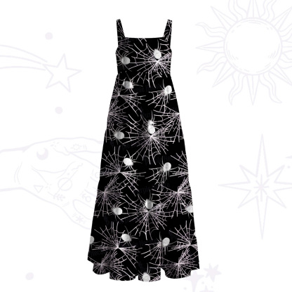 Purplehecate Dark Night Spiderweb Wide Straps Maxi Dress