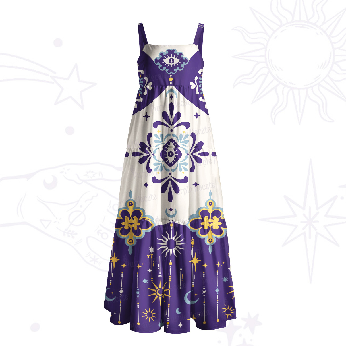 Purplehecate Celestial Oracle Wide Straps Maxi Dress