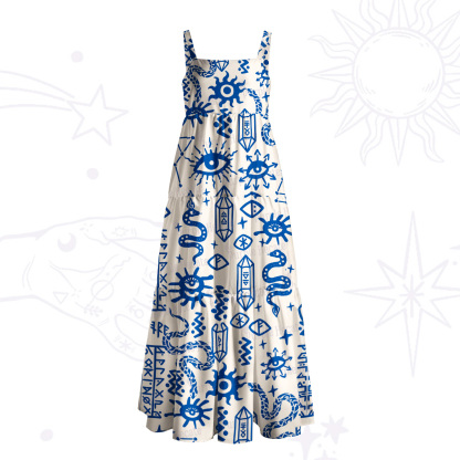 Purplehecate Witchy Sigils and Serpents Wide Straps Maxi Dress