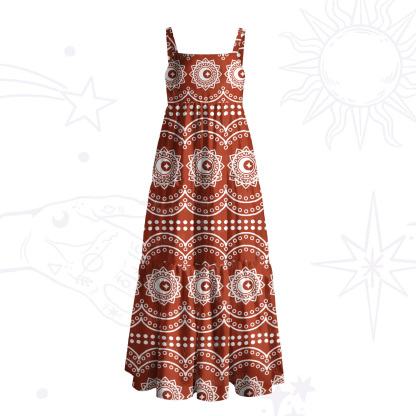 Purplehecate Mystic Tribal Mandala Wide Straps Maxi Dress