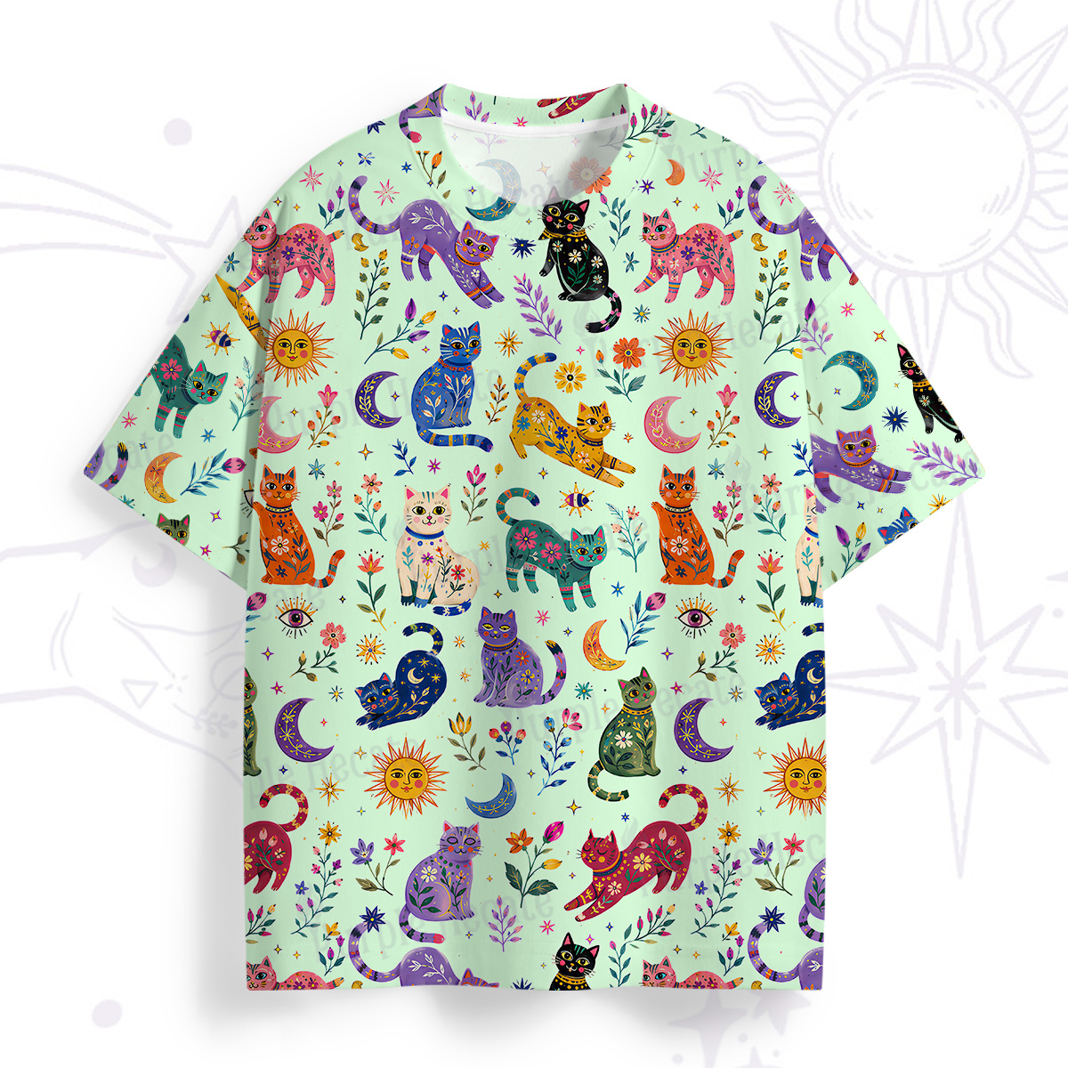 Purplehecate Rainbow Magic Cats All Over Print T-Shirt