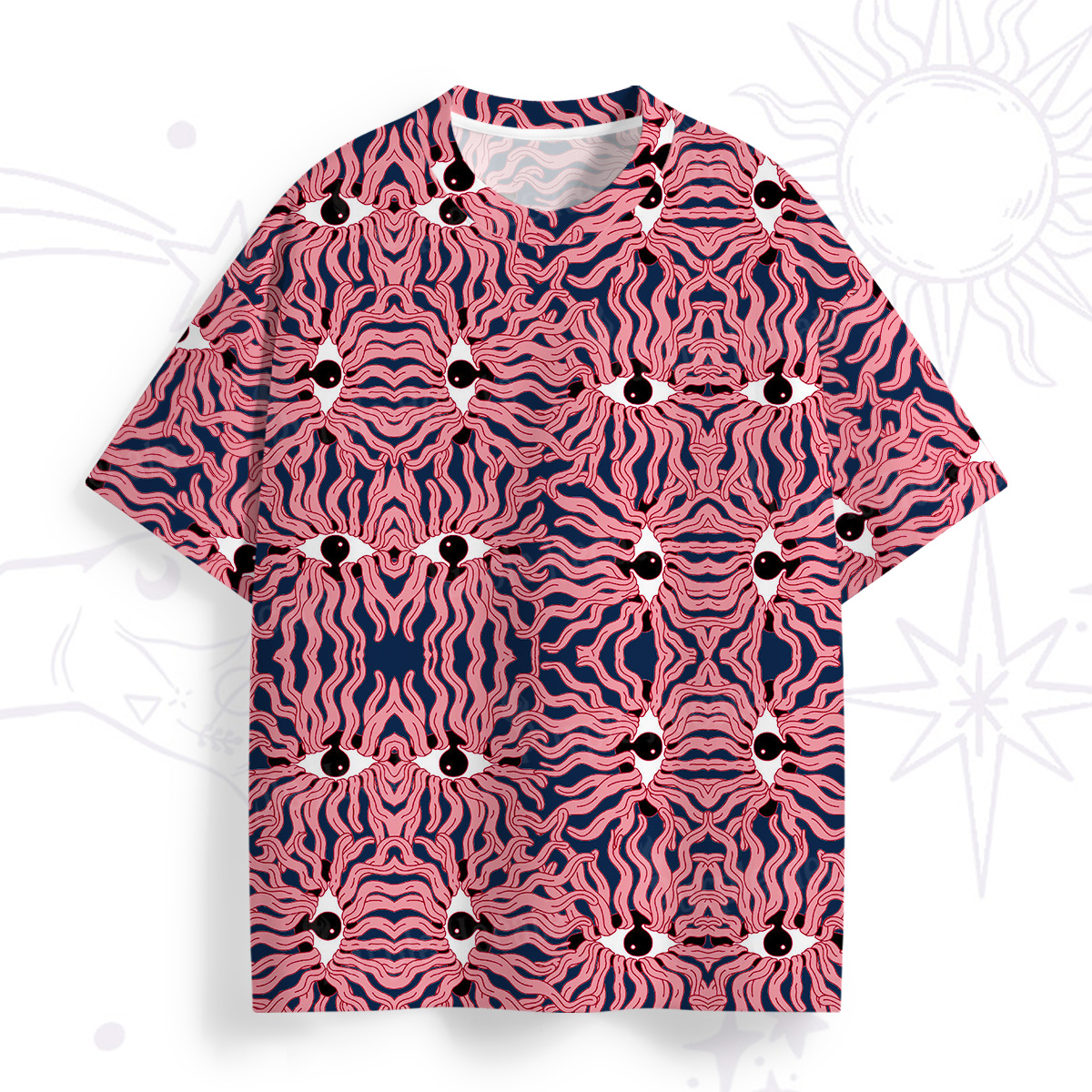 Purplehecate Psychedelic Wave Eyes All Over Print T-Shirt