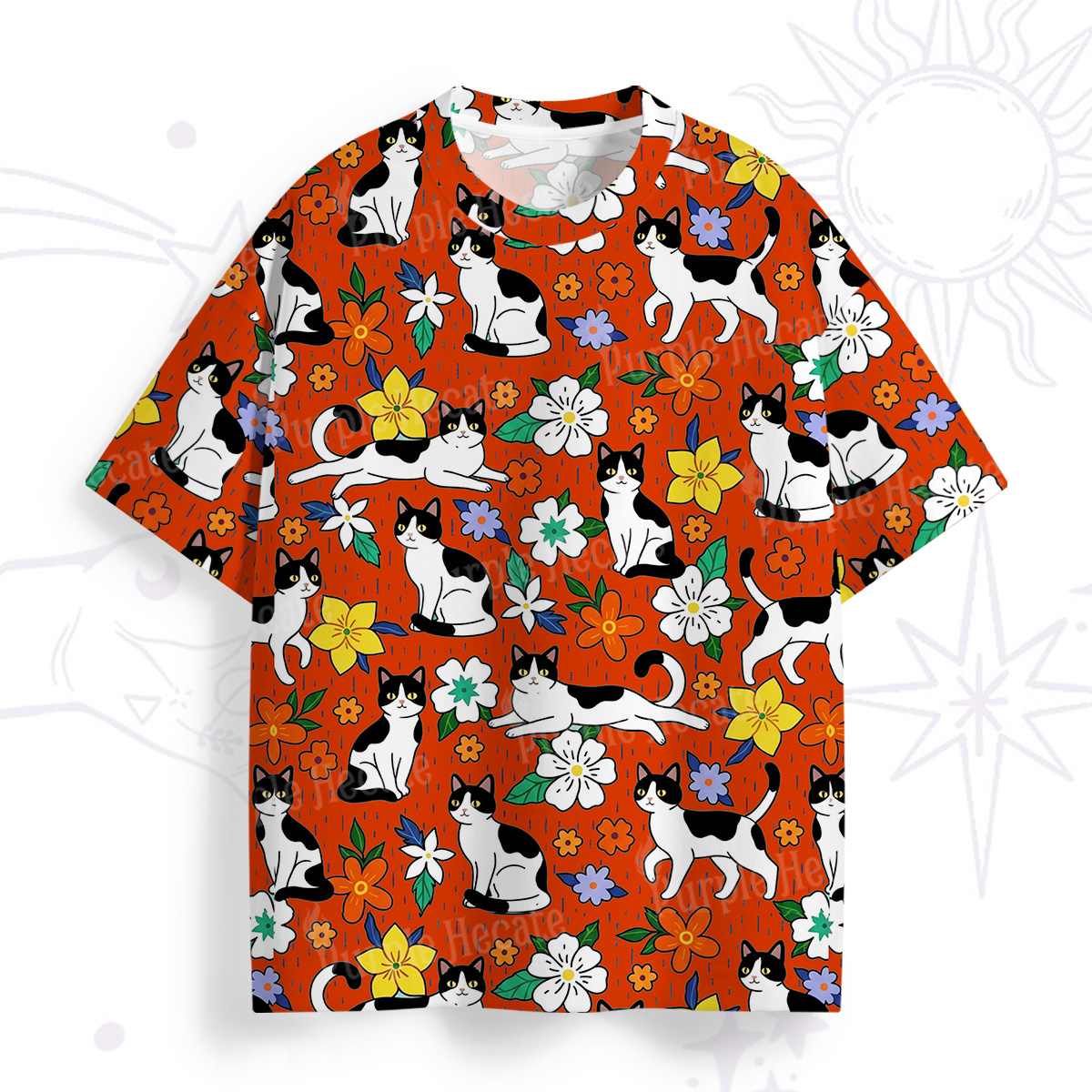 Purplehecate Enchanted Spring Whispering Cat All Over Print T-Shirt