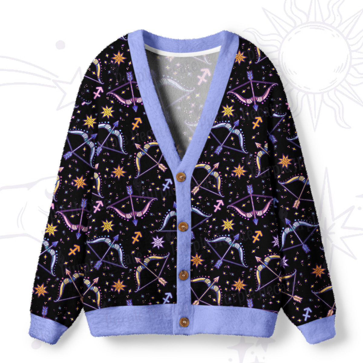 Purplehecate Sagittarius Spirit Zodiac Ugly Cardigan Sweaters