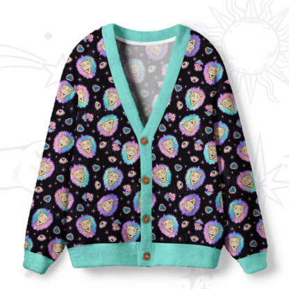 Purplehecate Leo Spirit Zodiac Ugly Cardigan Sweaters