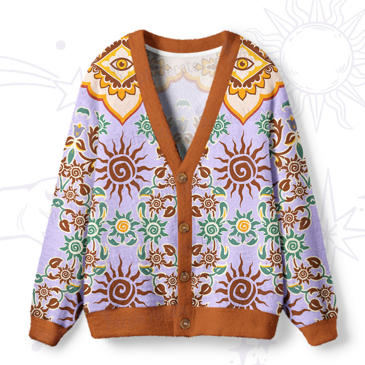 Purplehecate Solar Whispers Witch Ugly Cardigan Sweaters