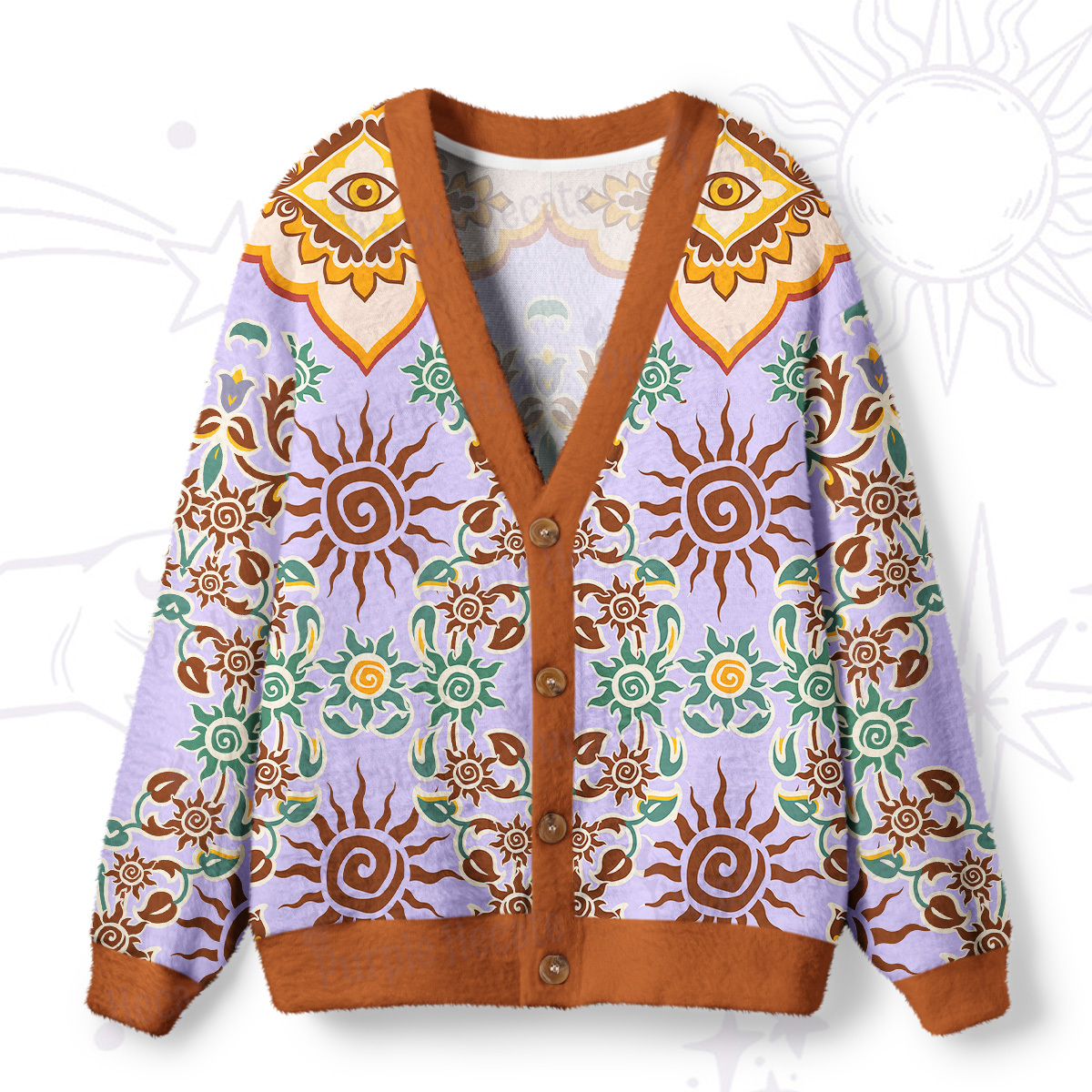 Purplehecate Solar Whispers Witch Ugly Cardigan Sweaters