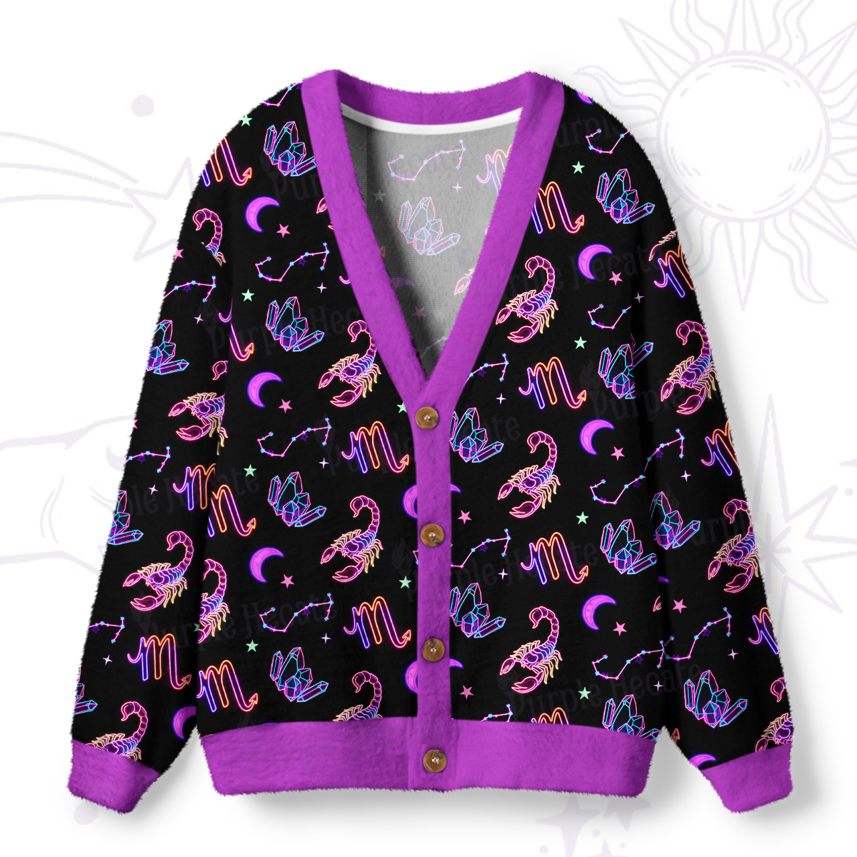 Purplehecate Scorpio Spirit Zodiac Ugly Cardigan Sweaters