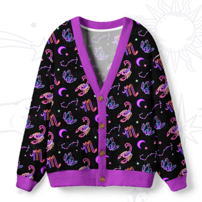 Purplehecate Scorpio Spirit Zodiac Ugly Cardigan Sweaters
