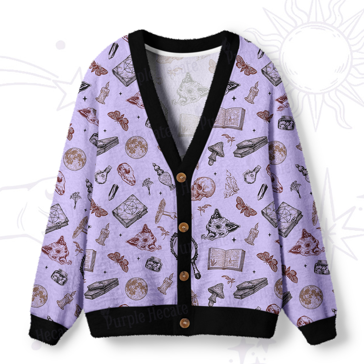 Purplehecate Witchcraft Study Ugly Cardigan Sweaters