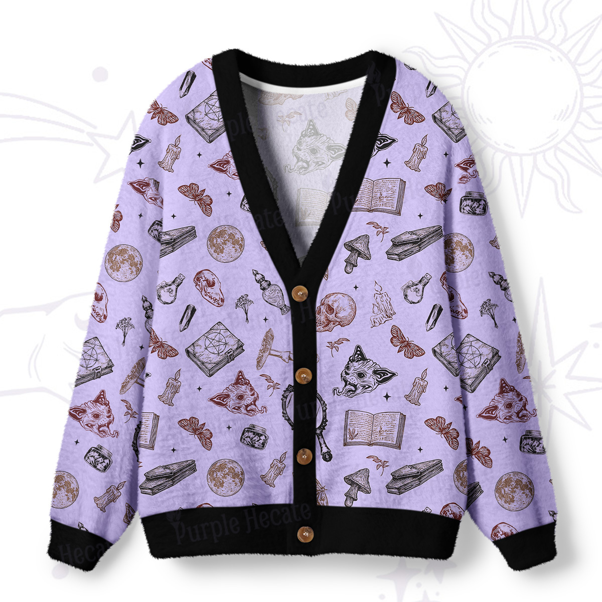Purplehecate Witchcraft Study Ugly Cardigan Sweaters