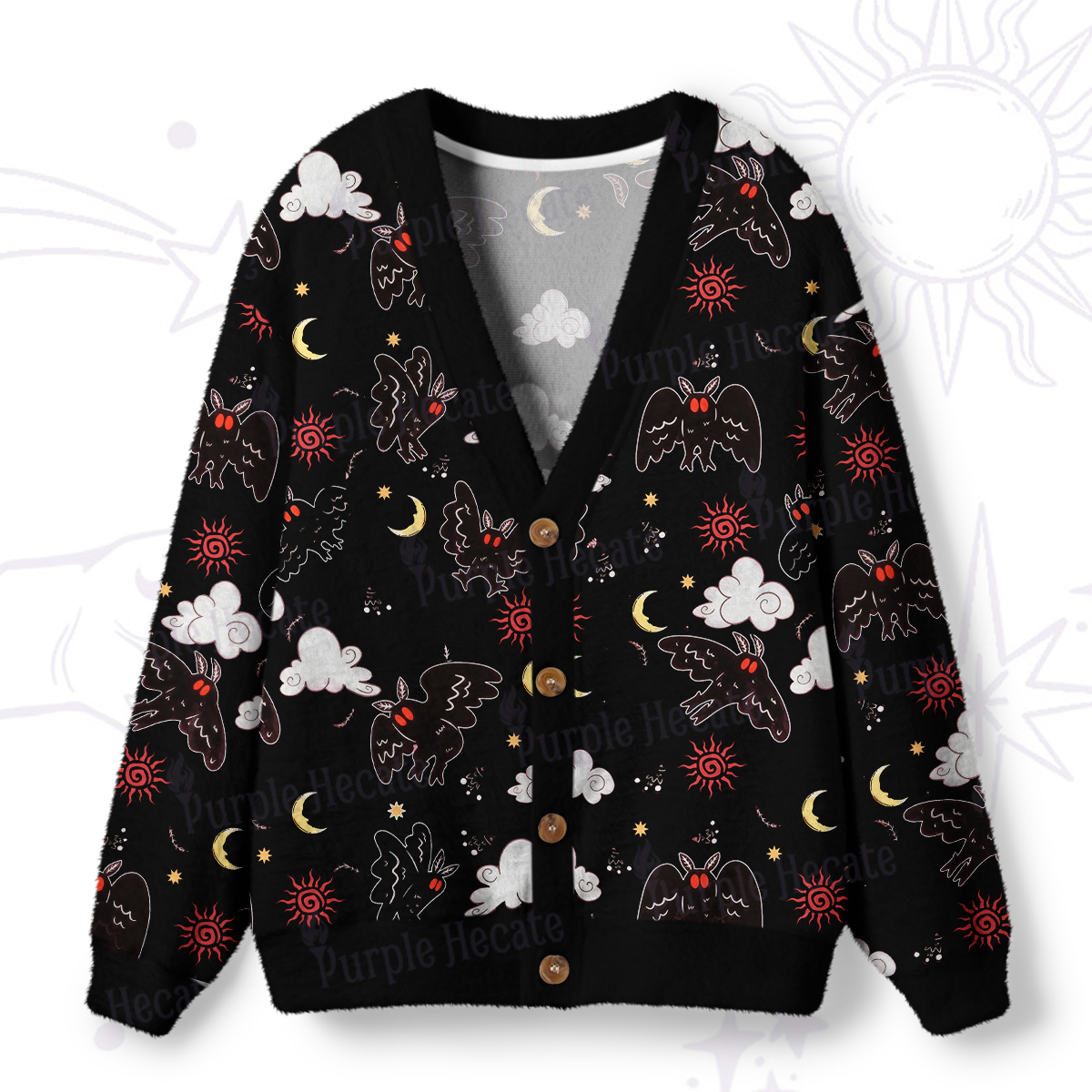 Purplehecate Cryptid Mothman Ugly Cardigan Sweaters