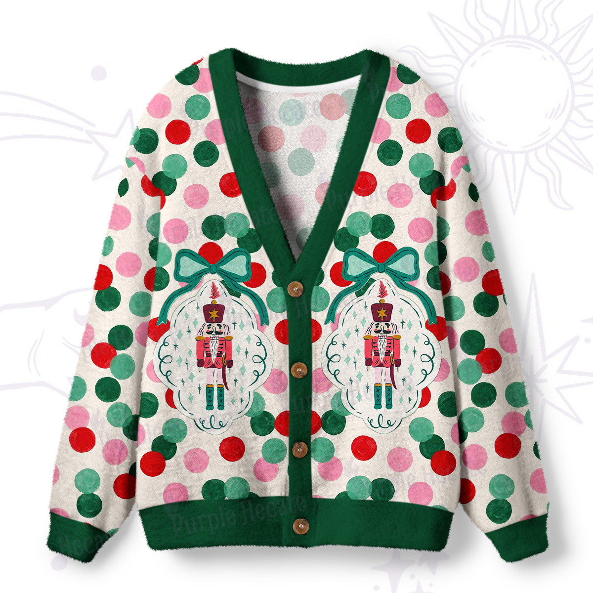Magic Purplehecate Candy Dot Nutcracker Christmas Ugly Cardigan Sweaters