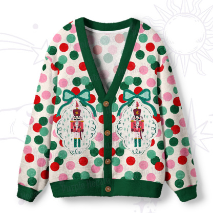 Purplehecate Candy Dot Nutcracker Christmas Ugly Cardigan Sweaters