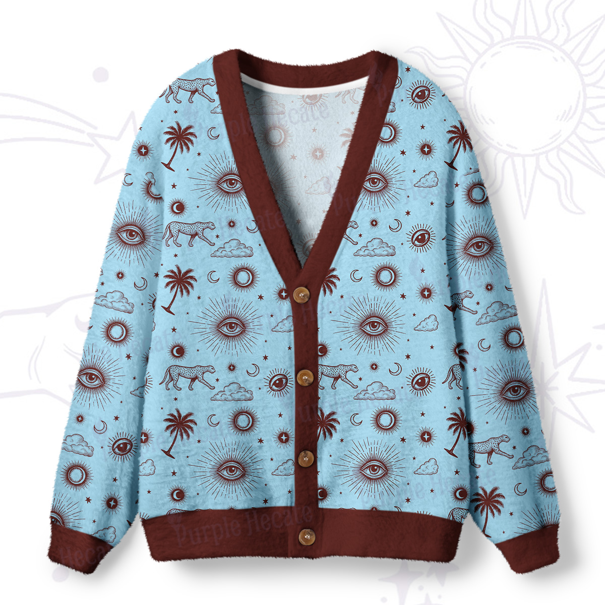 Purplehecate Eye of the Universe Ugly Cardigan Sweaters