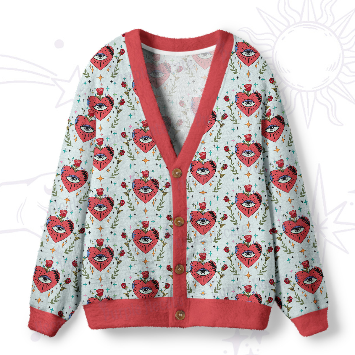 Purplehecate Sacred Heart Ugly Cardigan Sweaters