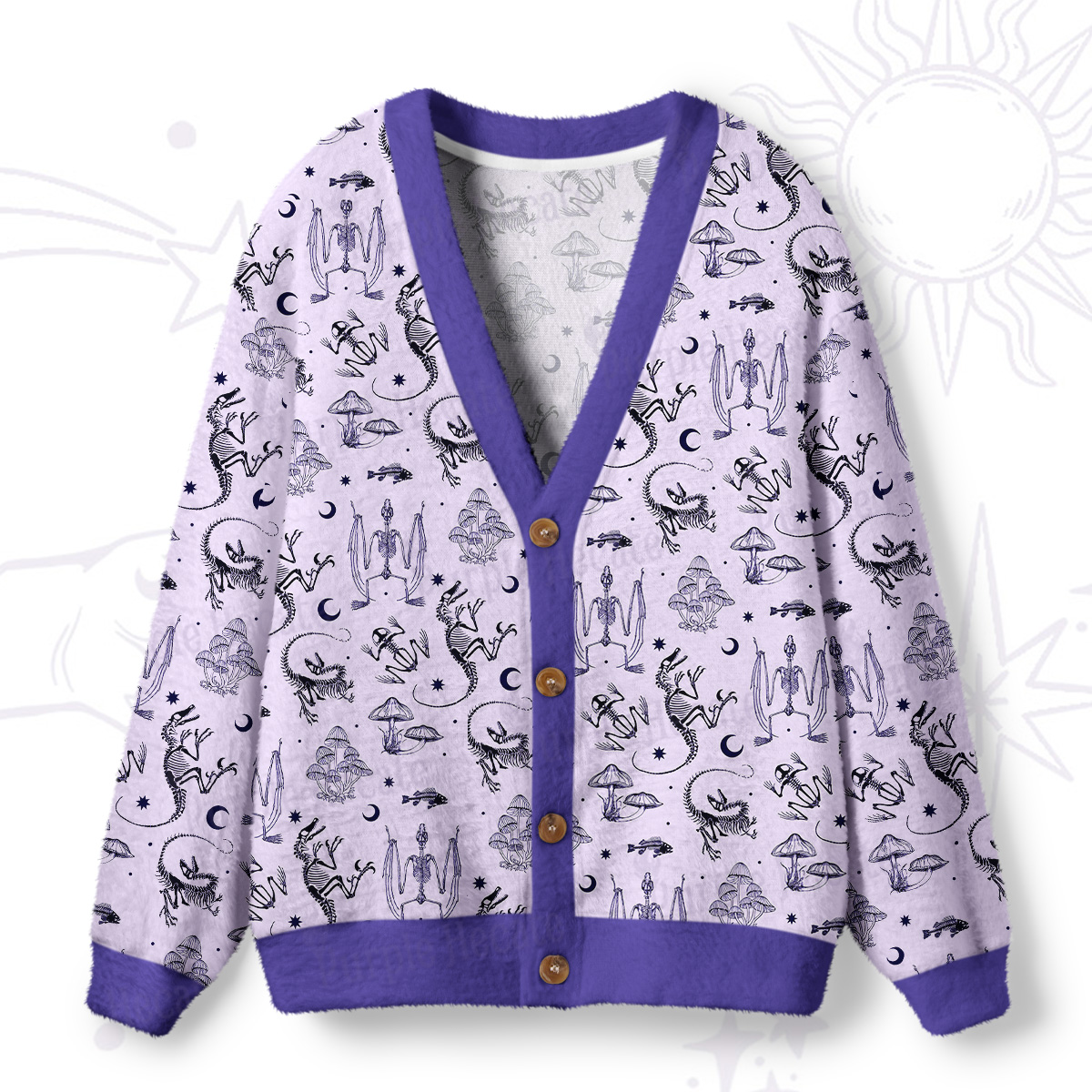 Purplehecate Prehistoric Fantasy Ugly Cardigan Sweaters